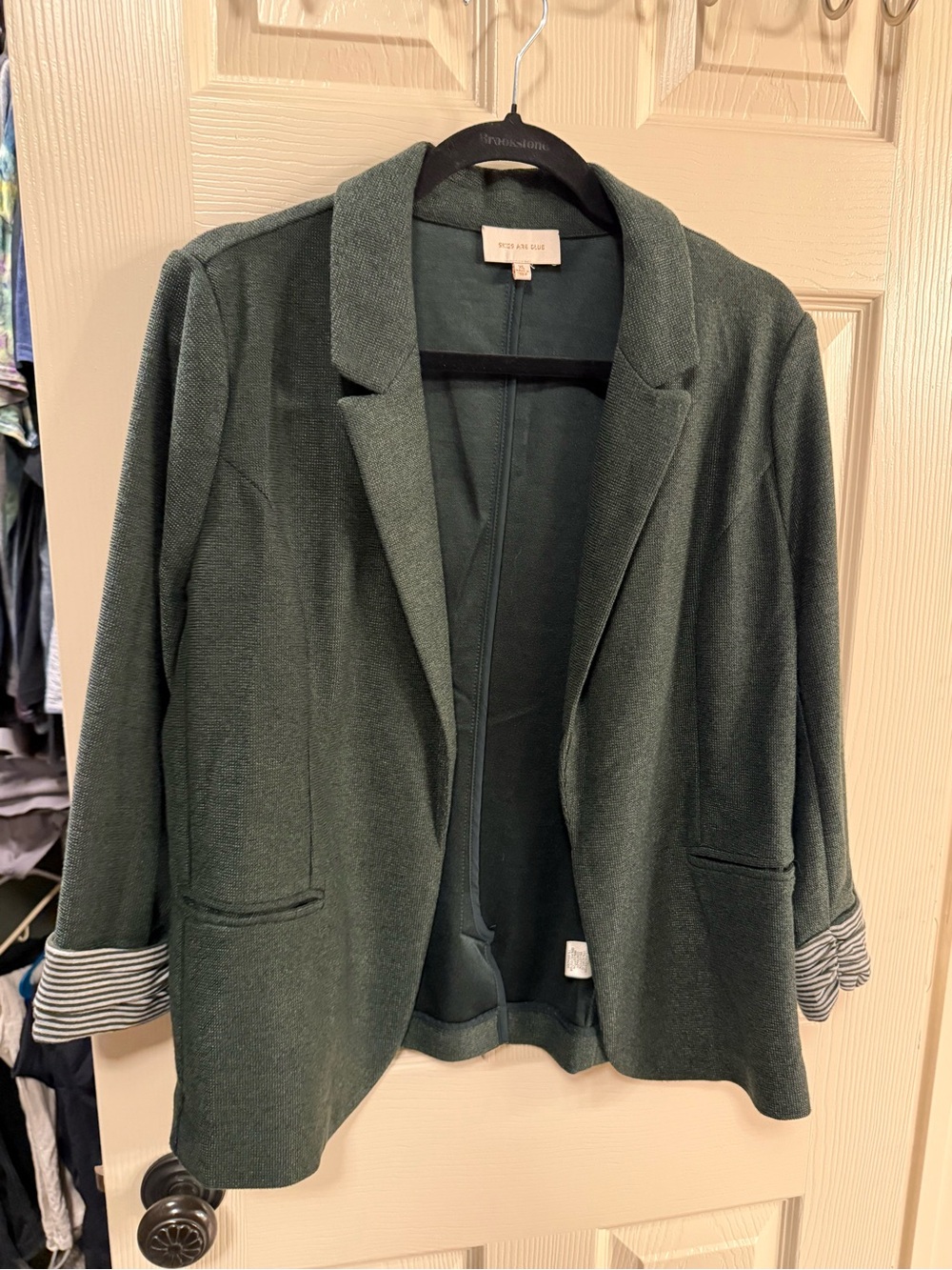 Skies Are Blue Dark Green Open Blazer Jacket